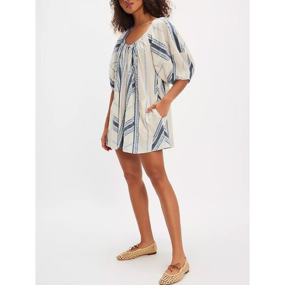 🆕 FREE PEOPLE Bop Around Romper / Seaside Stripe Ivory - Picture 4 of 10